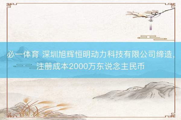 必一体育 深圳旭辉恒明动力科技有限公司缔造，注册成本2000万东说念主民币